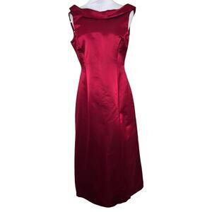NWT Laura Ashley 100% Silk Maxi Dress 10 Ruby Red Formal Event Special Occasion